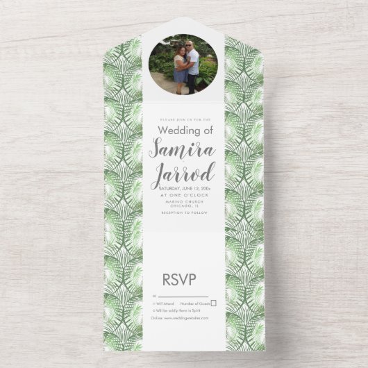 Invitation Tout En Un Mariage Photo Palmier Végétal Tropical Été (À l'intérieur)