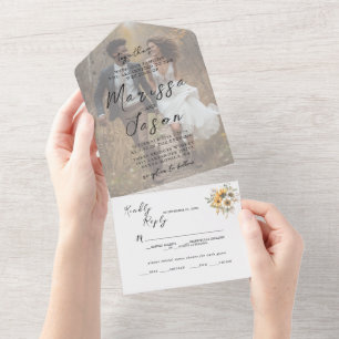 Invitation Tout En Un Mariage photo personnalisé Automne budgétaire