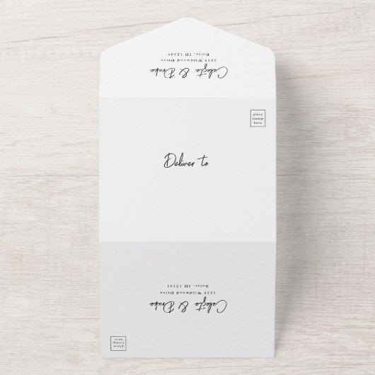 Invitation Tout En Un Mariage photo pour les noms de script modernes (Dehors)