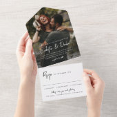 Invitation Tout En Un Mariage photo pour les noms de script modernes (Déchirure)