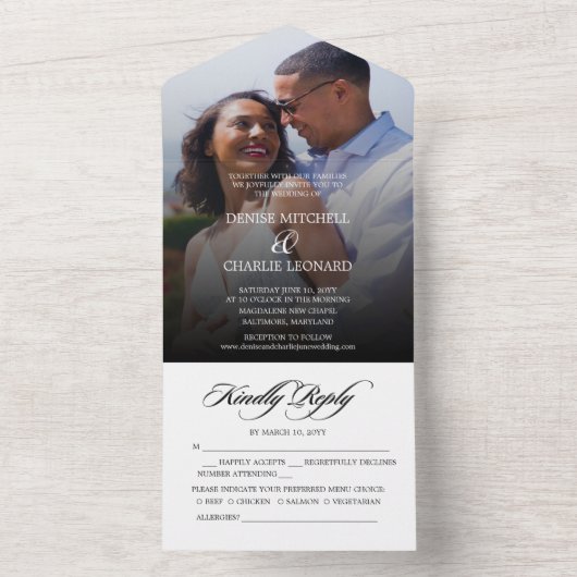 Invitation Tout En Un Mariage photo Radiant Romance (À l'intérieur)