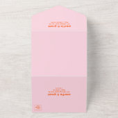 Invitation Tout En Un Mariage photo Retro Font orange et rose QR Code (Dehors)