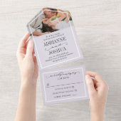 Invitation Tout En Un Mariage photo romantique Silvery Grey (Déchirure)