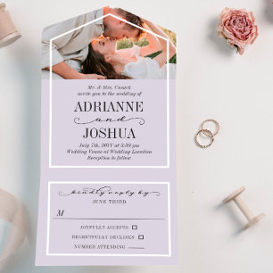 Invitation Tout En Un Mariage photo romantique Silvery Grey