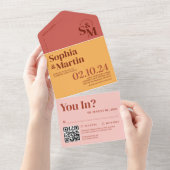 Invitation Tout En Un Mariage photo rose-jaune (Déchirure)