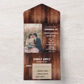 Invitation Tout En Un Mariage photo rustique en bois de grange (À l'intérieur)