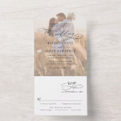 Invitation Tout En Un Mariage photo rustique Sage Green (À l'intérieur)