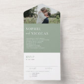 Invitation Tout En Un Mariage photo Sage Green Modern Handwriting (À l'intérieur)