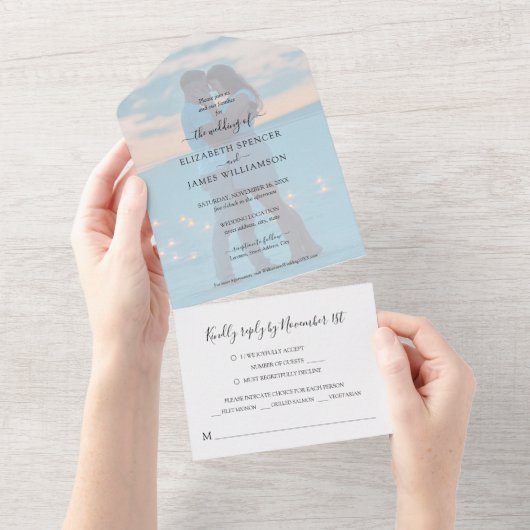 Invitation Tout En Un Mariage photo simple et élégant (Déchirure)