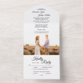 Invitation Tout En Un Mariage photo simple noir blanc calligraphie (À l'intérieur)