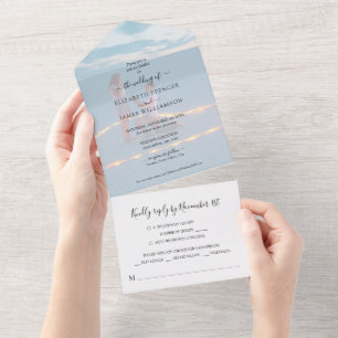 Invitation Tout En Un Mariage photo simple RSVP