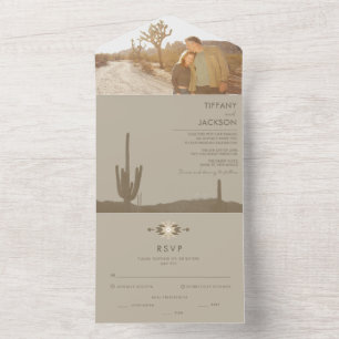 Invitation Tout En Un Mariage photo Simple Southwestern Cactus