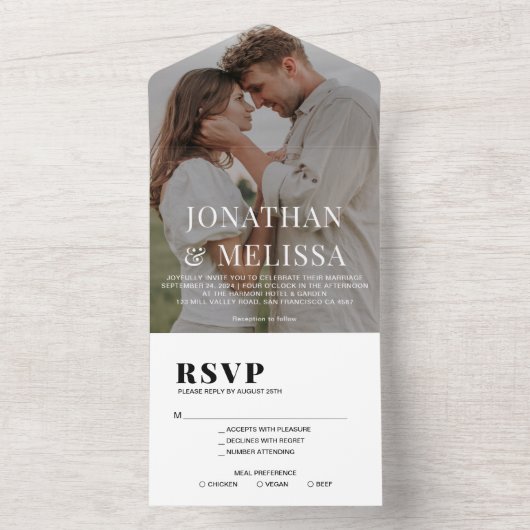 Invitation Tout En Un Mariage photo simple superposition noir et blanc (À l'intérieur)