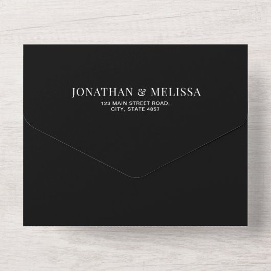 Invitation Tout En Un Mariage photo simple superposition noir et blanc (Verso)
