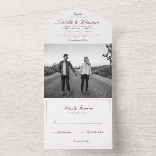 Invitation Tout En Un Mariage photo tout-en-un simple élégance (À l'intérieur)