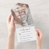 Invitation Tout En Un Mariage photo transparent simple moderne (Déchirure)