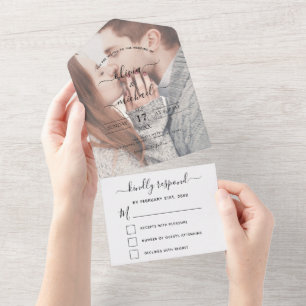 Invitation Tout En Un Mariage photo transparent simple moderne