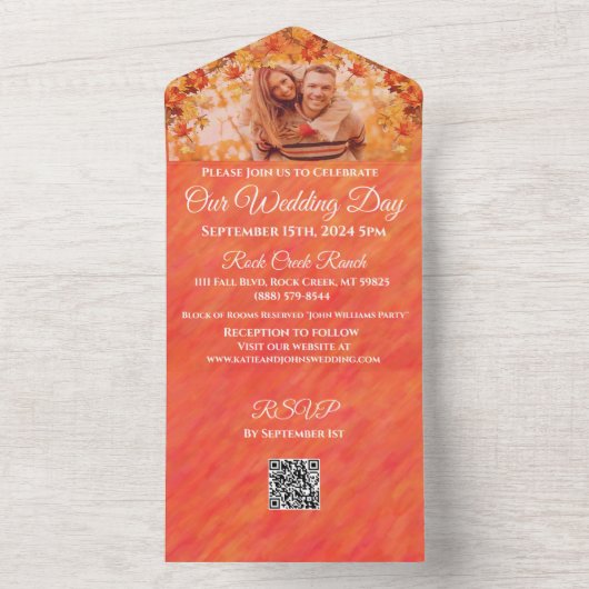 Invitation Tout En Un Mariage-Photo Vibes d'automne-Style d'automne- (À l'intérieur)