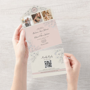 Invitation Tout En Un Mariage photo vintage rose vierge
