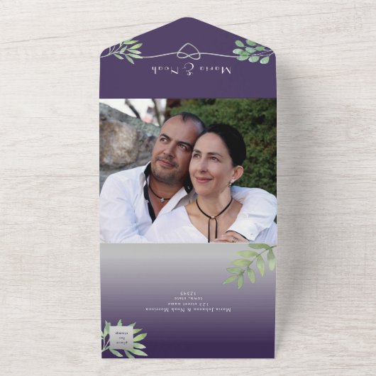 Invitation Tout En Un Mariage photo violet (Dehors)