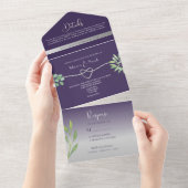 Invitation Tout En Un Mariage photo violet (Déchirure)