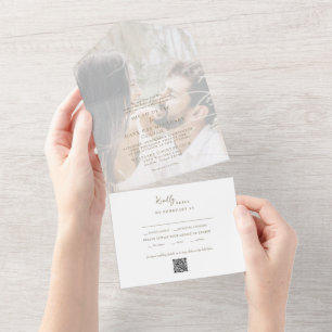 Invitation Tout En Un Mariage photo White Gold Text Couple