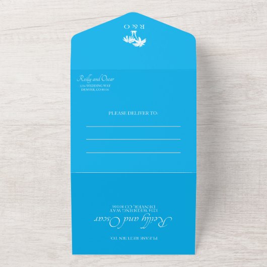 Invitation Tout En Un Mariage Plage Turquoise Tout En Un (Dehors)