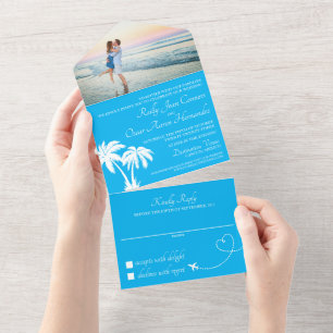 Invitation Tout En Un Mariage Plage Turquoise Tout En Un