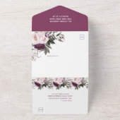 Invitation Tout En Un Mariage Plum violet Pink Peonies (Dehors)