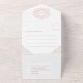 Invitation Tout En Un Mariage poussiéreux rose blanc feuilles photo repa (Dehors)