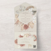 Invitation Tout En Un Mariage QR CODE crème Beige Pampas Grass séché (À l'intérieur)