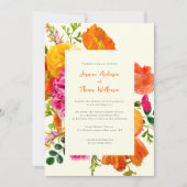 Invitation tout en un mariage qr code orange pavot mariage (Devant)