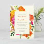 Invitation tout en un mariage qr code orange pavot mariage (Debout devant)