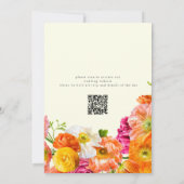 Invitation tout en un mariage qr code orange pavot mariage (Dos)