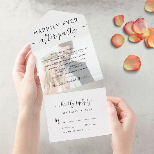Invitation Tout En Un Mariage Réception de mariage photo Happily Ever Af