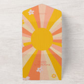 Invitation Tout En Un Mariage rétro groovy années 70 thème orange jaune (Dehors)