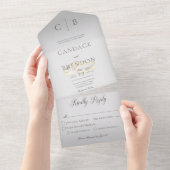 Invitation Tout En Un Mariage Rings Modern Grey Dîner (Déchirure)