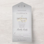 Invitation Tout En Un Mariage Rings Modern Grey Dîner (À l'intérieur)