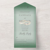 Invitation Tout En Un Mariage Rings Moderne Emerald Diner (À l'intérieur)