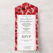 Invitation Tout En Un Mariage romantique des pétales de rose rouge (À l'intérieur)