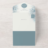 Invitation Tout En Un Mariage romantique Dusty Blue d'hiver (Dehors)