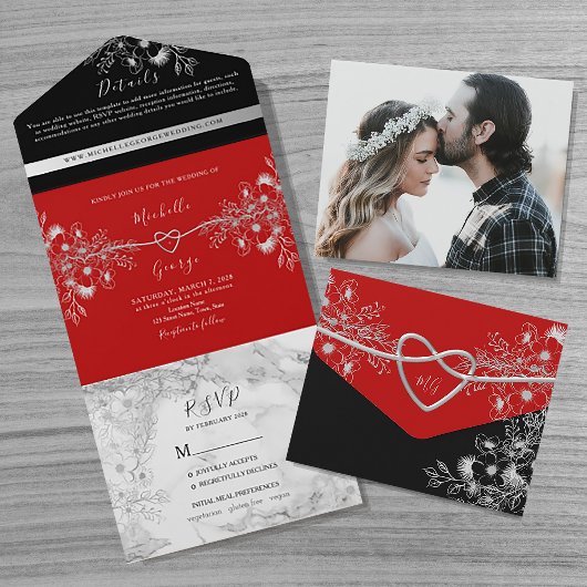 Invitation Tout En Un Mariage romantique gothique