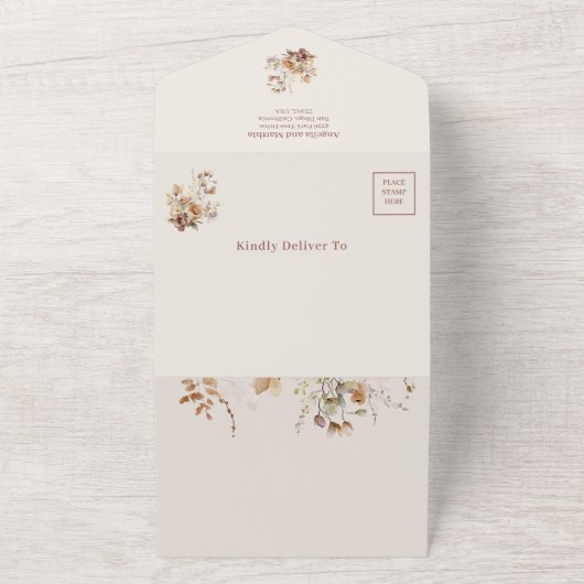 Invitation Tout En Un Mariage Romantique simple Fleurs de champ (Dehors)