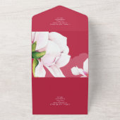 Invitation Tout En Un Mariage Rose 3in1 rose Magnolia RSVP (Dehors)