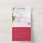 Invitation Tout En Un Mariage Rose 3in1 rose Magnolia RSVP (À l'intérieur)