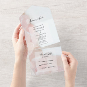 Invitation Tout En Un Mariage rose à quartz rose