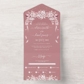 Invitation Tout En Un Mariage rose blanc en cascade fleuri (À l'intérieur)