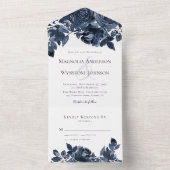 Invitation Tout En Un Mariage Rose classique (À l'intérieur)