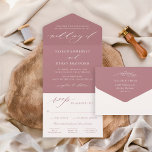 Invitation Tout En Un Mariage Rose classique et élégant<br><div class="desc">Un rose classique et élégant tout en un faire-part de mariage est une option invitation triplé unique qui est auto-fermé, scellé, envoyé aux invités avec une carte postale RSVP détachable; pas besoin d'enveloppes! Le design comprend des accents de script de calligraphie moderne avec typographie de style classique. L'adresse de l'invité...</div>