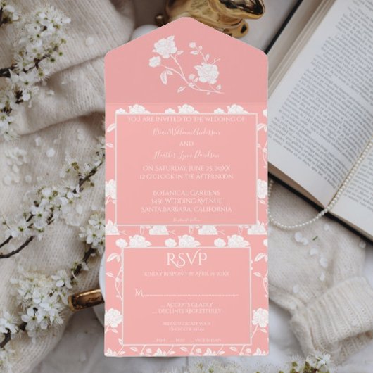 Invitation Tout En Un Mariage Rose corail